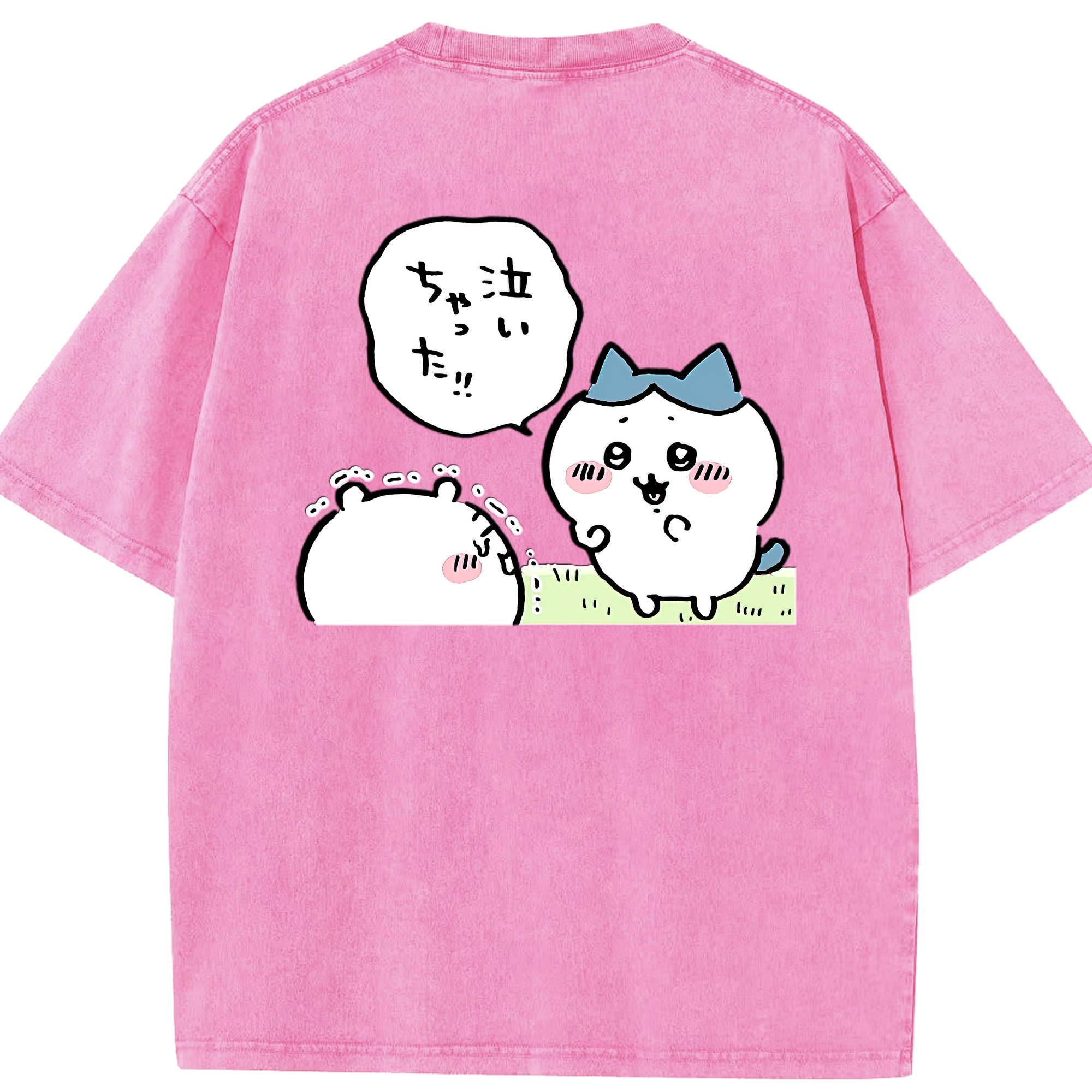 （画像用） ちいかわ ハチワレ Chii-kawa hachiware 綿100% ヴィンテージ風 半袖Tシャツ（背面プリント）